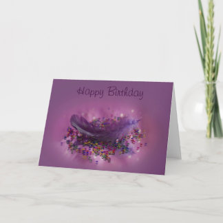 Birthday Card - Purple Fairys Feather