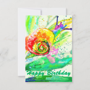 Birthday Card Rainbow Colors Snail Painting