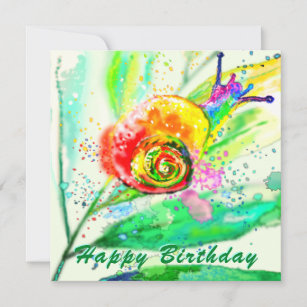 Birthday Card Rainbow Snail - Painting