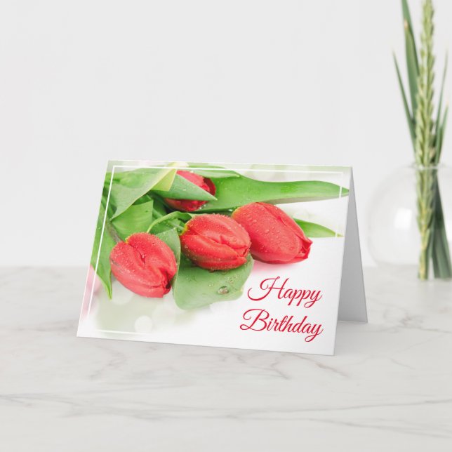 Birthday Card -Red Tulips (Front)