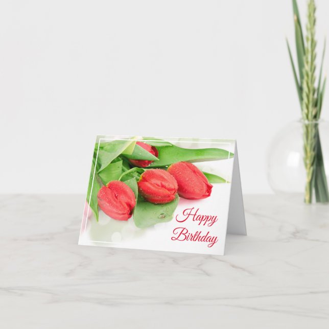 Birthday Card -Red Tulips (Front)