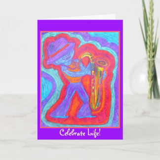 Birthday Card -Saxy Sam, Celebrate Life!