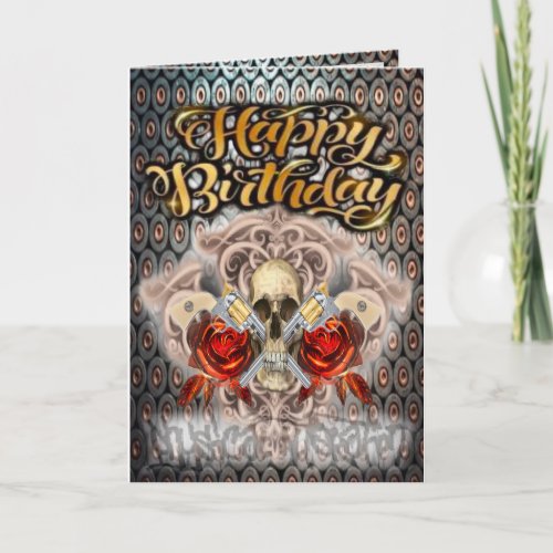 Birthday card skull and guns