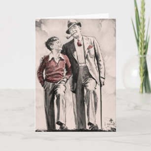 Birthday Card Son Father Retro Vintage 1930's Boy