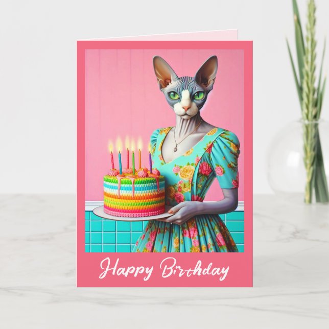 Birthday Card | Sphynx Cat 6th Birthday Candles  (Front)