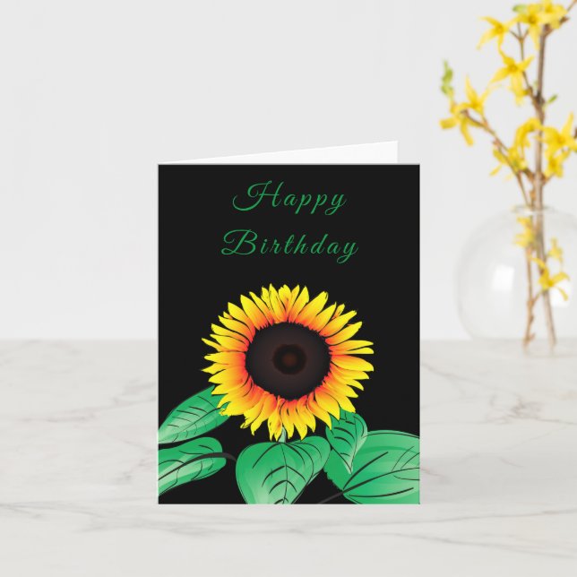 Birthday Card Sunflower Your Colors and Text (Yellow Flower)