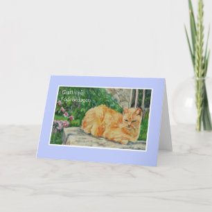 Birthday Card, Swedish Greeting, Ginger Cat Card