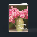 Birthday Card -Sweet Peas<br><div class="desc">Birthday card shown with a lovely pink sweet pea flowers photo print. 
Customize this card or buy as is. Card has a special message inside.</div>
