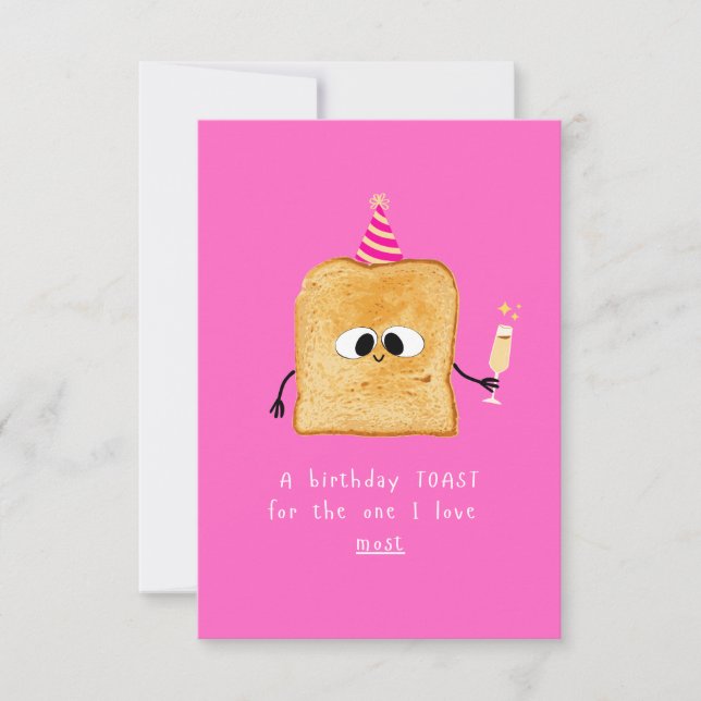 Birthday card Toast, simple, funny and cute design (Front)