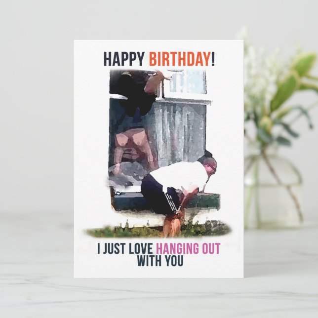 Birthday Card viral video ladies window falling (Standing Front)
