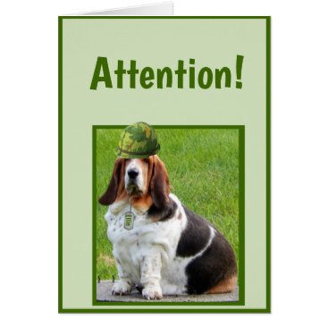 Birthday Card W/Basset In Military Helment Camo Birthday Card W/Basset In Military Helment Camo