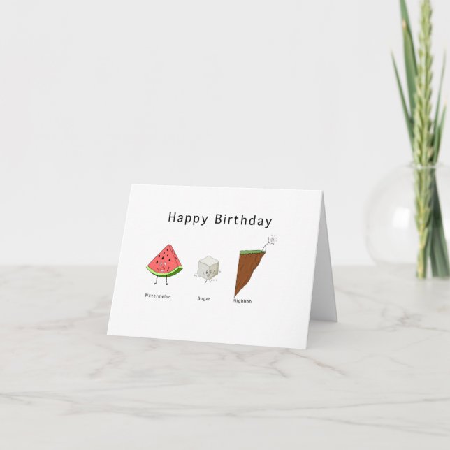 Birthday Card, watermelon sguar high card (Front)