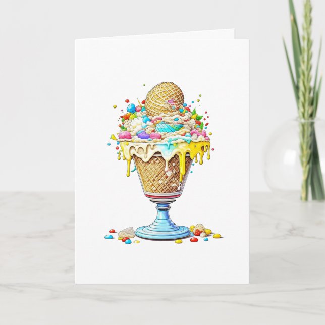 Birthday Card | Whimsical Ice Cream Sundae (Front)