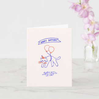 Birthday Card with a cat in the air with balloons!