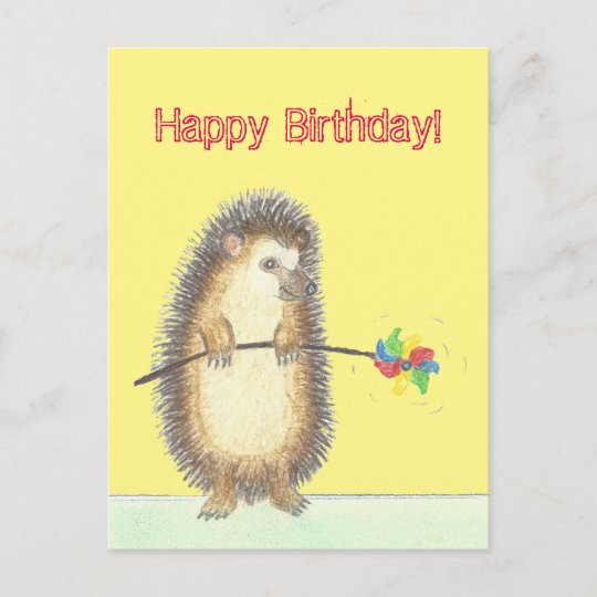 Birthday Card with a cute hedgehog | Zazzle.com