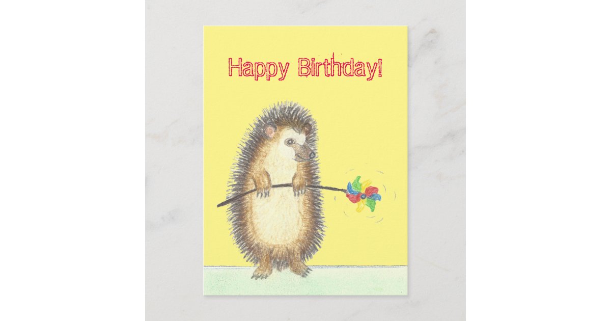 Birthday Card with a cute hedgehog | Zazzle