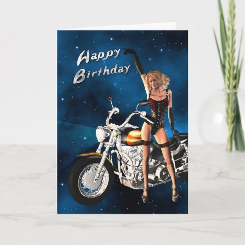 Birthday card with a motorbike