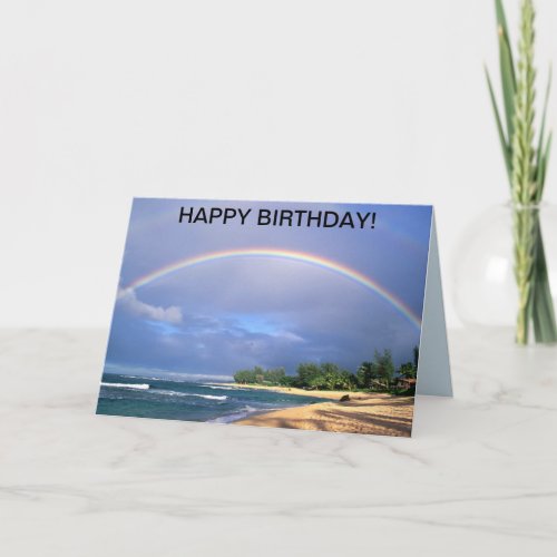 Birthday card with a perfect seaside rainbow