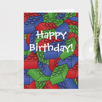 Birthday Card With A Pile Of Building Blocks by Funsize1007 at Zazzle