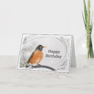 Birthday Card with a Robin