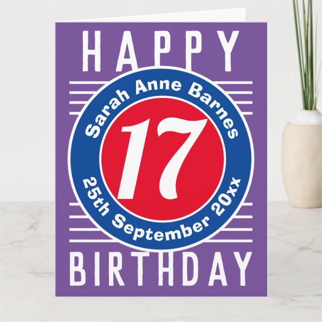 Birthday Card with Age, Name, & Date (Front)