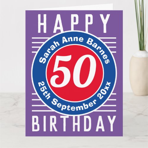 Birthday Card with Age Name  Date