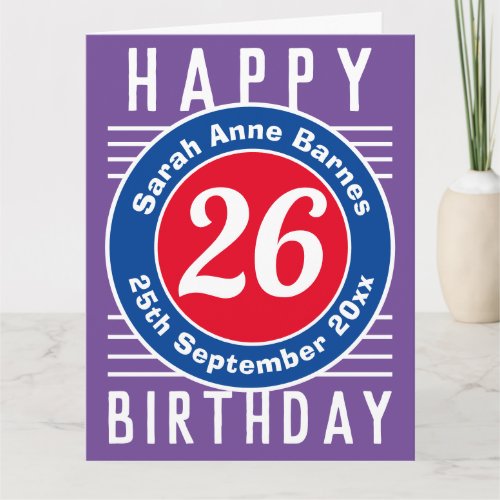 Birthday Card with Age Name  Date