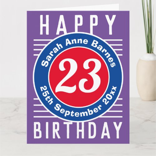 Birthday Card with Age Name  Date