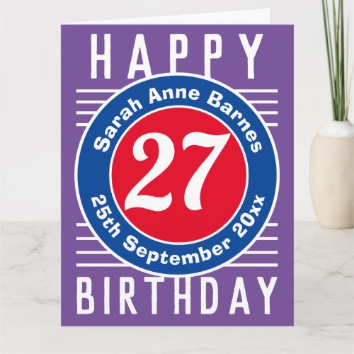 Birthday Card with Age Name  Date