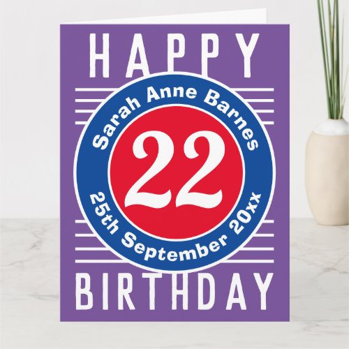 Birthday Card with Age Name  Date