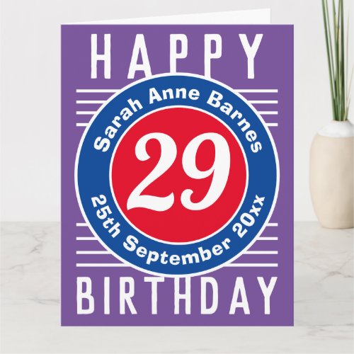 Birthday Card with Age Name  Date