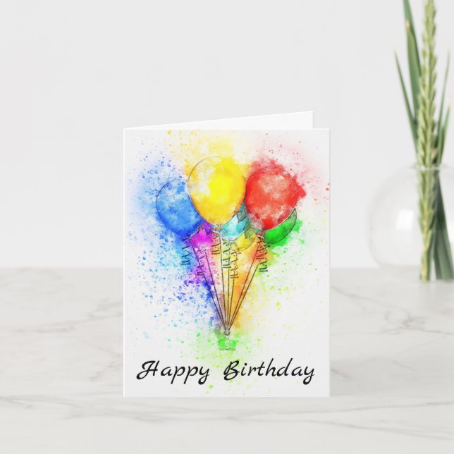 Birthday Card with Balloons (Front)