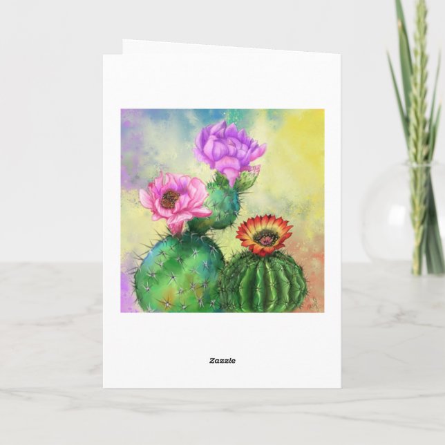 Birthday Card with Beautiful Cactus Flowers (Back)