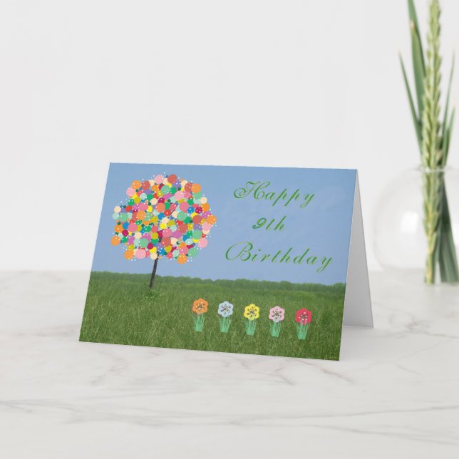 Birthday Card with Bubblegum Tree 9 Yr. Old Child (Front)