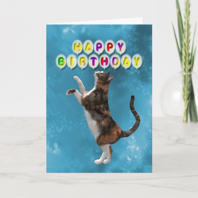 Birthday card with calico cats (Front)