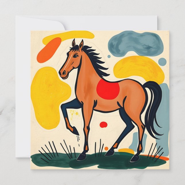 Birthday card With Colorful Horse Design (Front)
