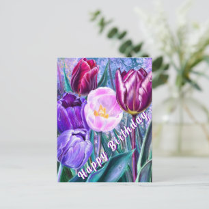 Birthday Card with Colorful Tulips