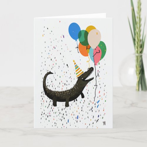 Birthday Card with Crocodile Folded Greeting Card
