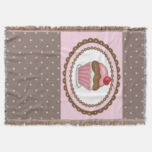 Birthday card with cupcake throw blanket