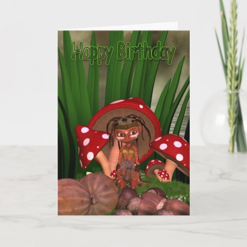 Birthday Card With Cute Modern Elf