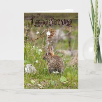 Birthday Card With Cute Rabbit - Hoppy Birthday - by moonlake at Zazzle