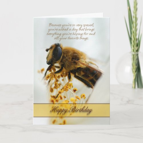 Birthday Card With Drone Fly Eristalis tenax