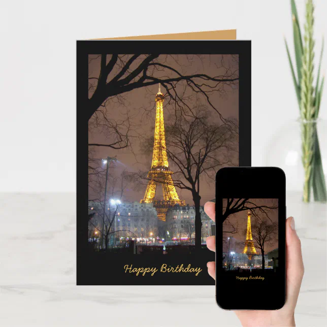 Birthday Card with Eiffel Tower Paris | Zazzle
