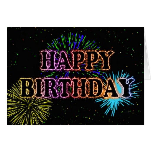 Birthday card with fireworks | Zazzle