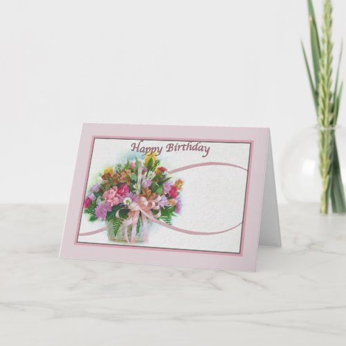 Birthday Card with Floral Bouquet