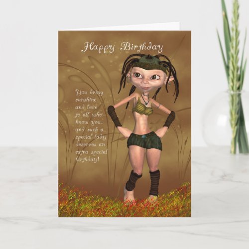 Birthday Card With Funky Elf _ Modern Design Card