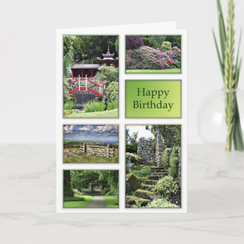 Birthday card with garden views