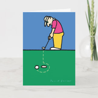Birthday card with golfer illustration