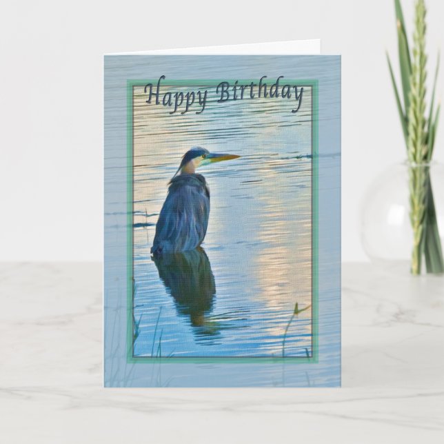 Birthday Card with Great Blue Heron (Front)