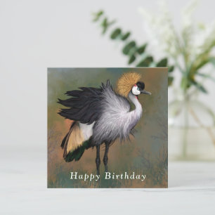 Birthday Card with Grey Crowned Crane